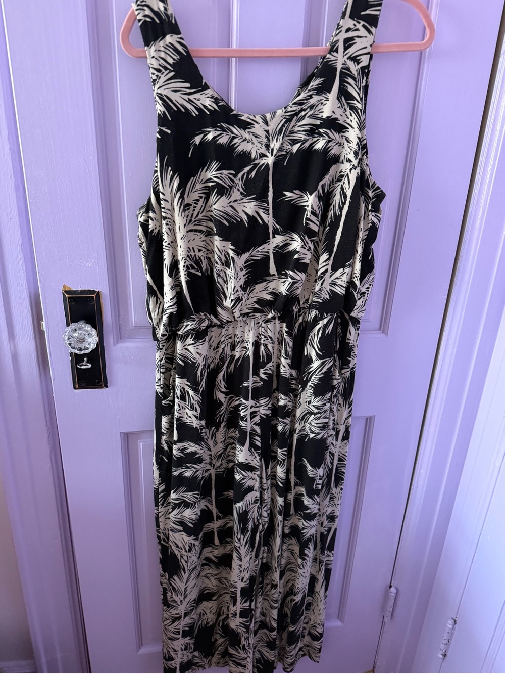 Belle by Kim Gravel Black & Cream Palm-Print Maxi Dress